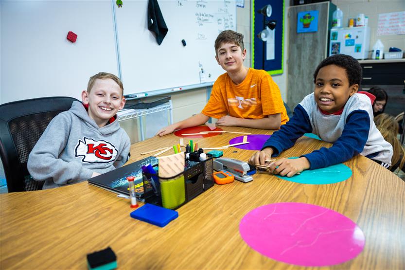 Hunters Bend Elementary fifth graders in class